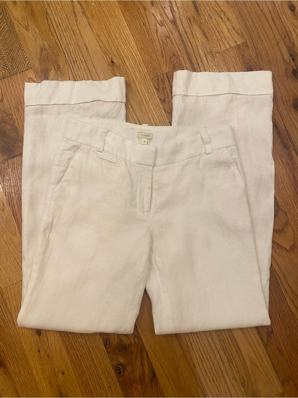J. Crew White Lined Linen Women's Trousers